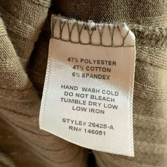 Monteau Womens XL Olive Green Knit Sweater Ribbed Quarter Sleeve Mock Neck - Picture 5 of 12